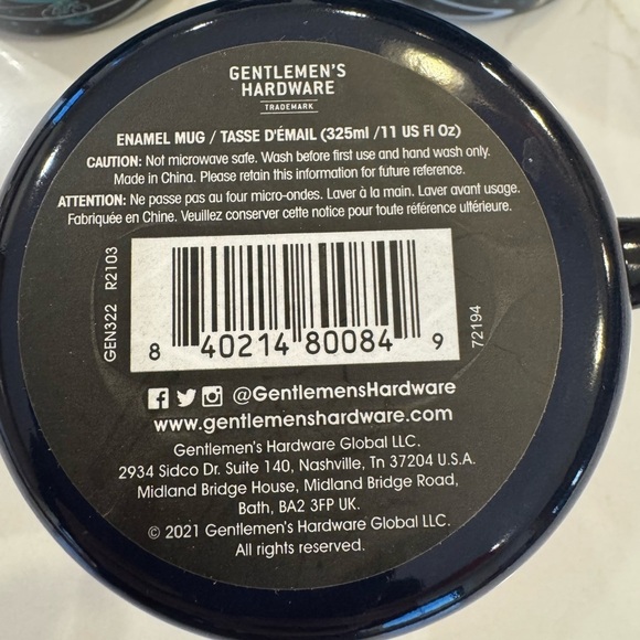 NWT  Set of FOUR Gentlemen's Hardware Enamel Mug 11 oz "Hit the Road" / Navy - Picture 8 of 8